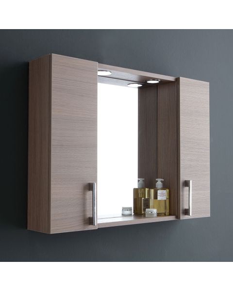 Specchio bagno contenitore rovere fumo