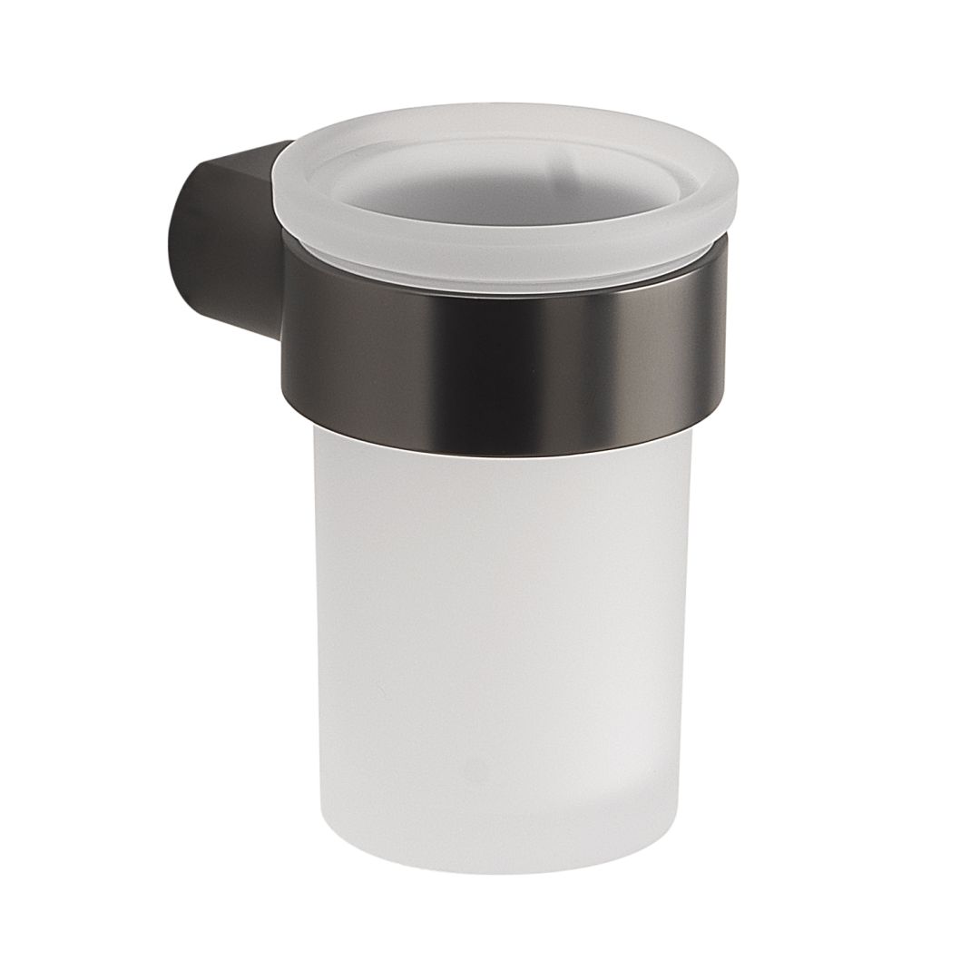 Portaspazzolini da muro in ottone e vetro satinato 6,9x10,4x9,2 cm | PALAZZO