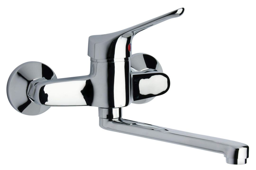 Rubinetto miscelatore per cucina con attacco a muro