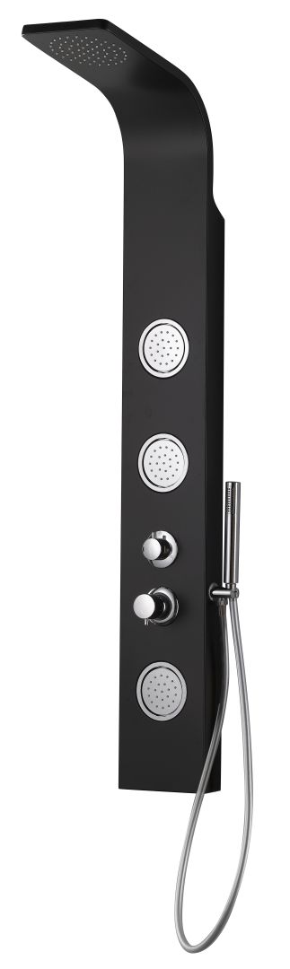 Colonna doccia attrezzata idro-massaggio con doccino e soffione incorporato colore nero