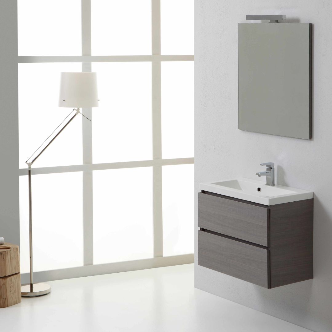 Mobile per il bagno Manhattan da 60 cm sospeso in grigio e con cassettoni