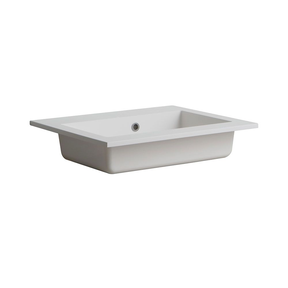 Lavabo senza foro rubinetto latina in resina 60 cm bianco opaco