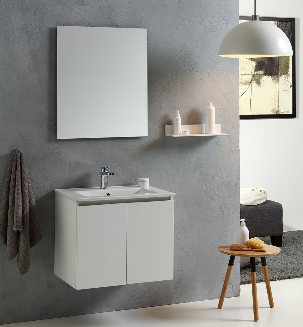 Arredo bagno piccoli spazi sospeso ed in bianco foresta