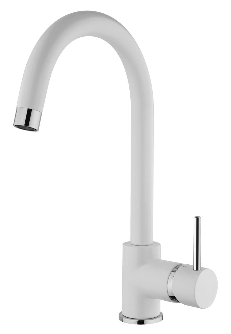 Rubinetto a canna alta per cucina e lavanderia bianco