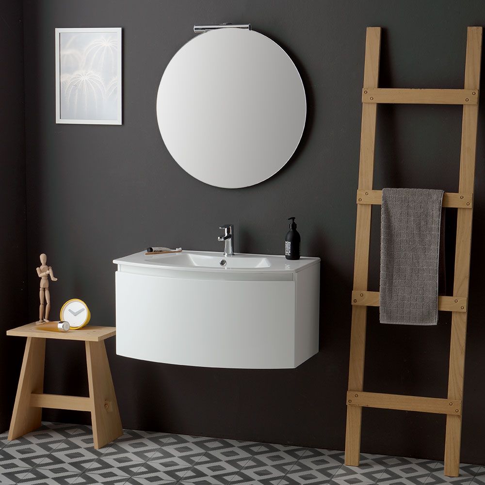 mobile bagno moderno sospeso bianco linea curva