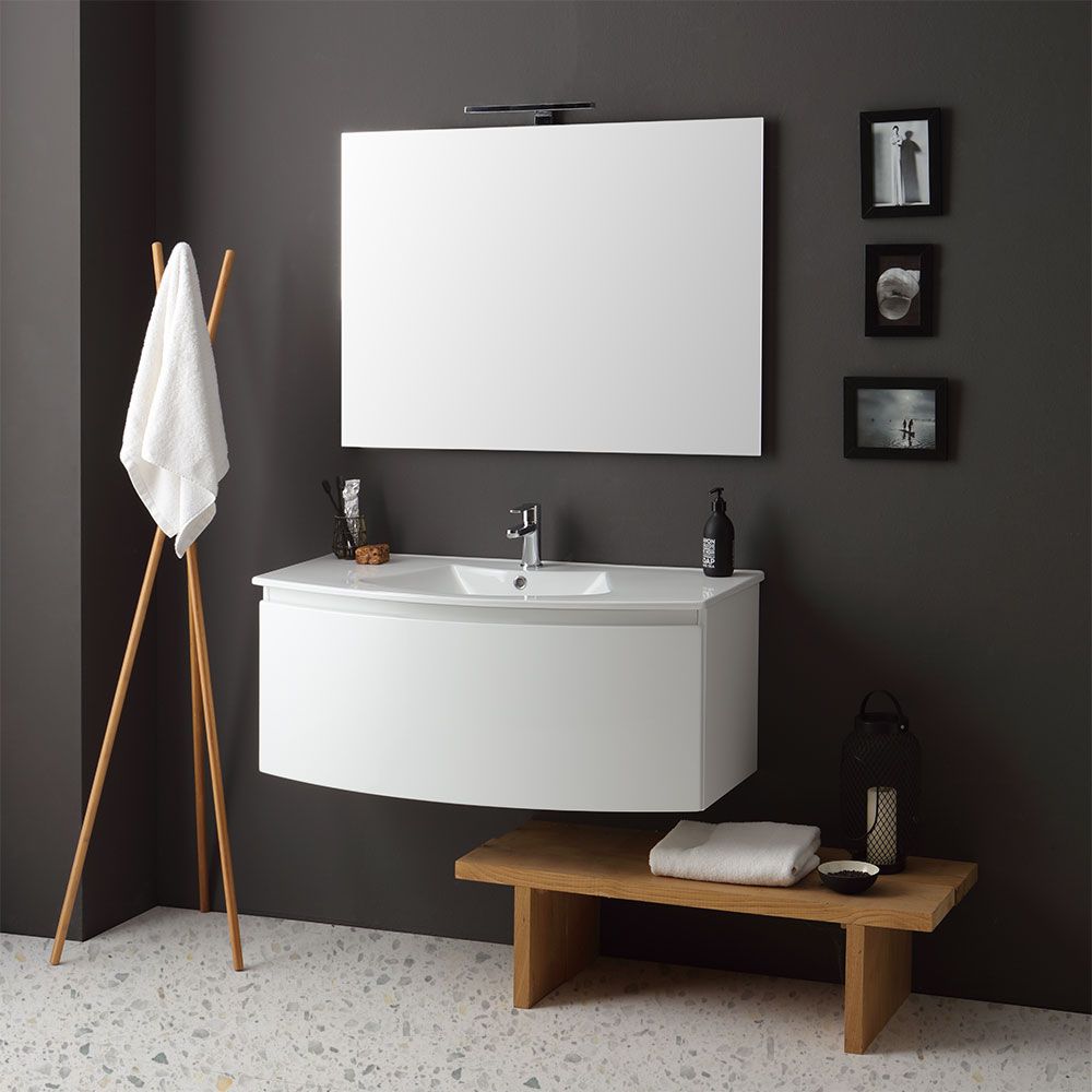 mobile bagno curvo sospeso bianco