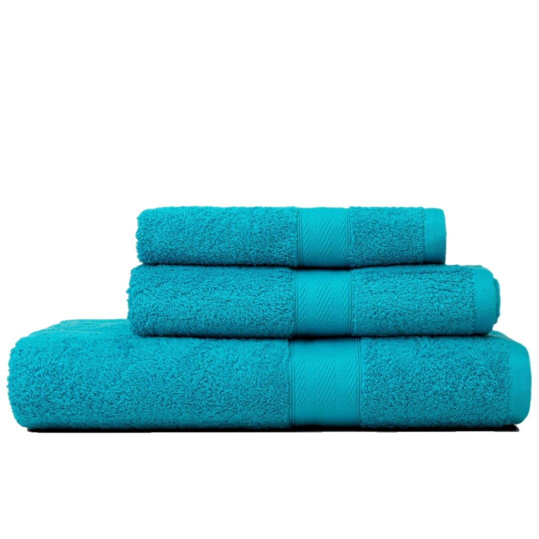 Set 3 asciugamani bagno color pavone