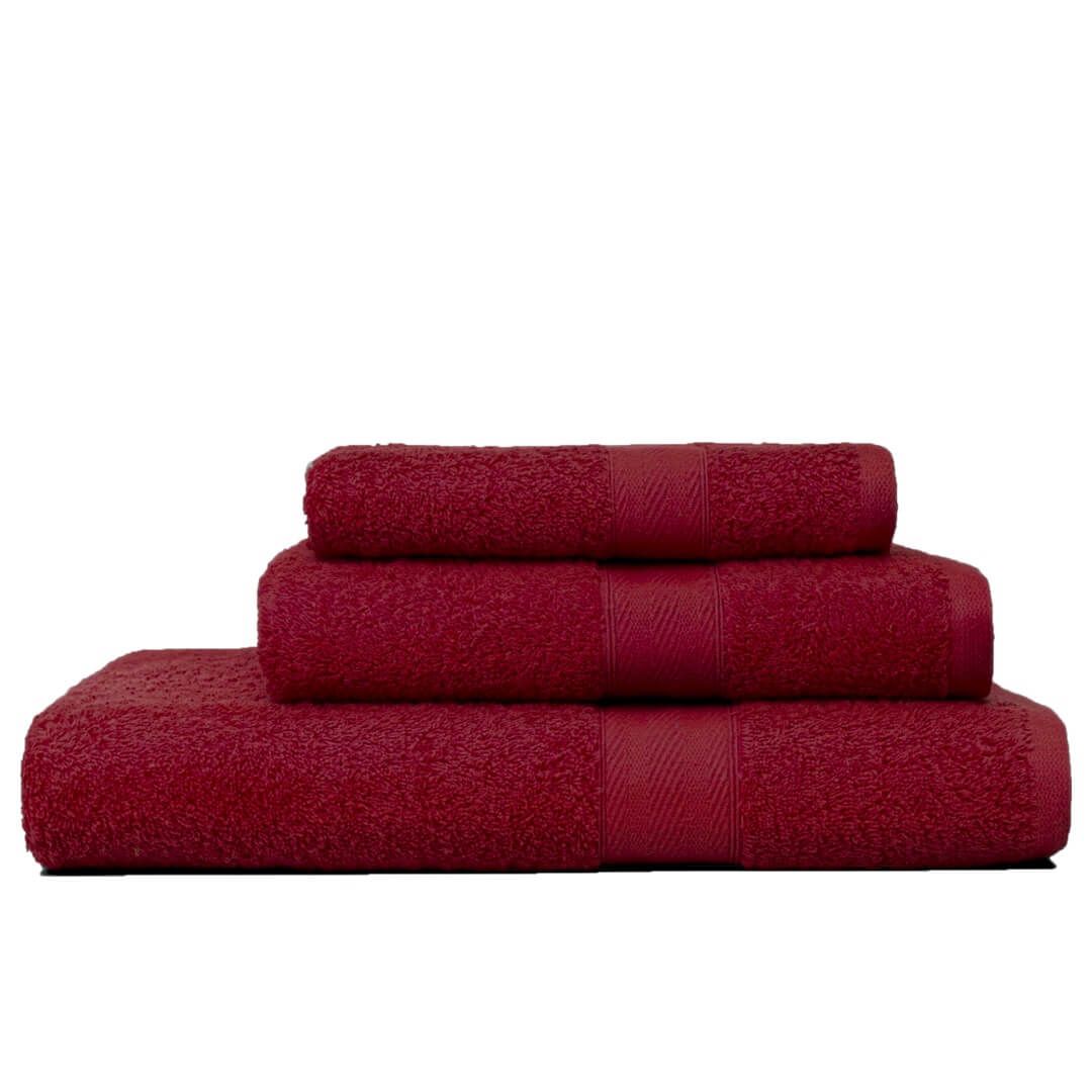 Set di asciugamani bagno in cotone rosso rubino