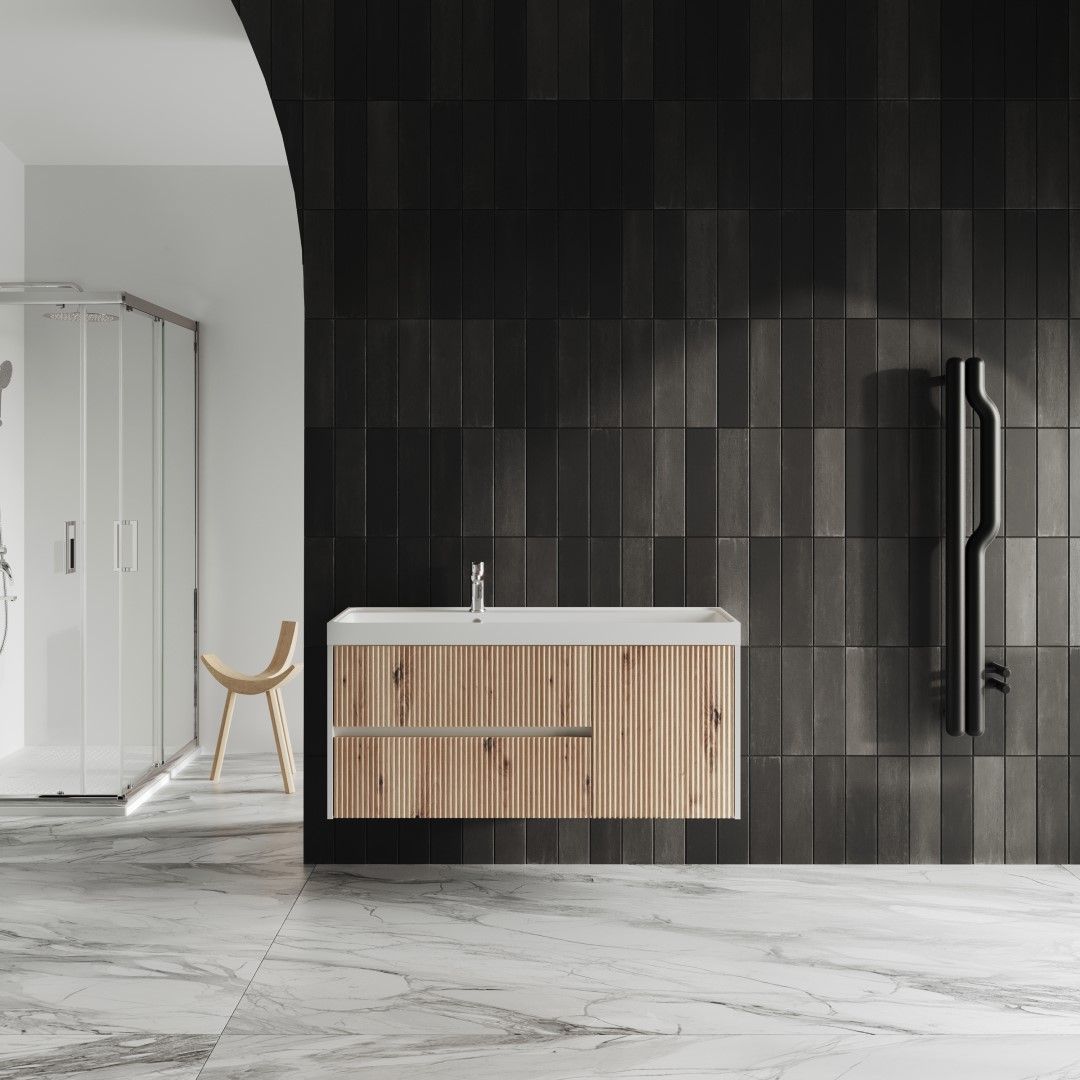 Mobile bagno sospeso 120cm rovere oro senza specchio