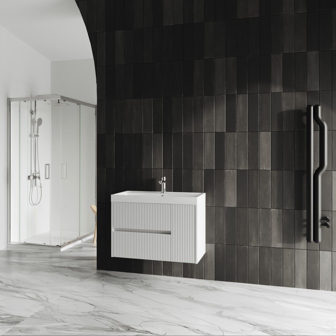 Mobile bagno sospeso da 80cm bianco opaco