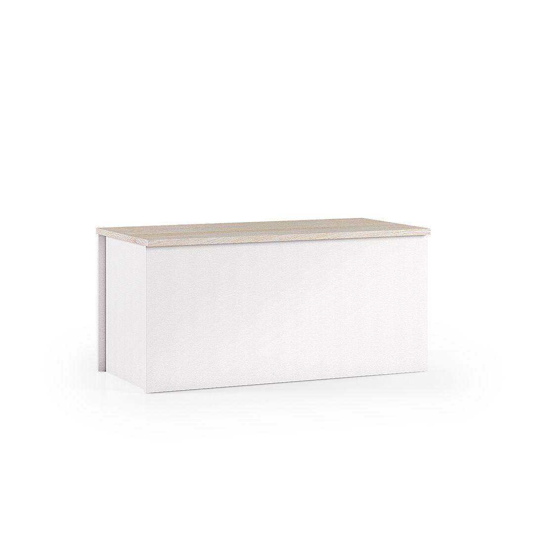 Baule cassapanca bianca con top rovere