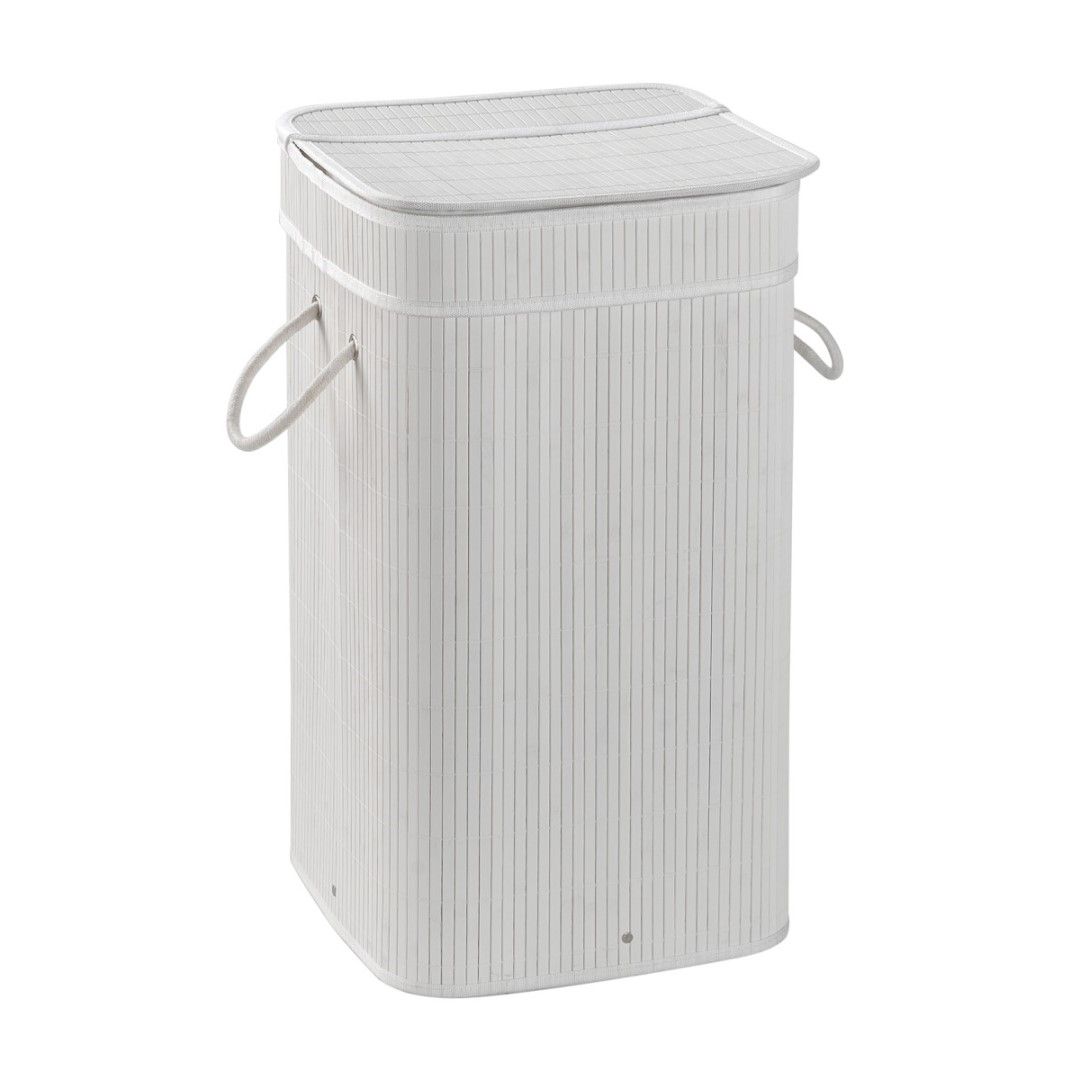 Portabiancheria bianco in bambù