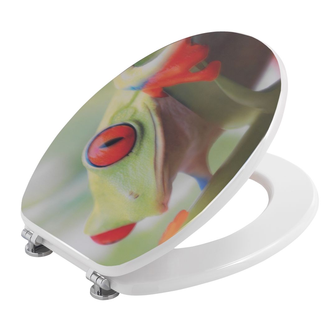 Tavoletta copri water con disegno colorato in 3 D rana