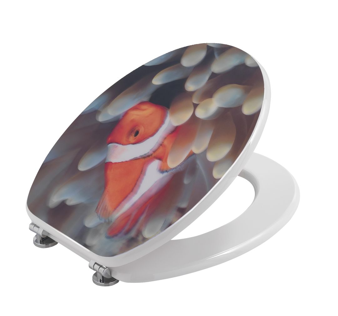 Sedile copri tazza disegnata con pesce in 3d