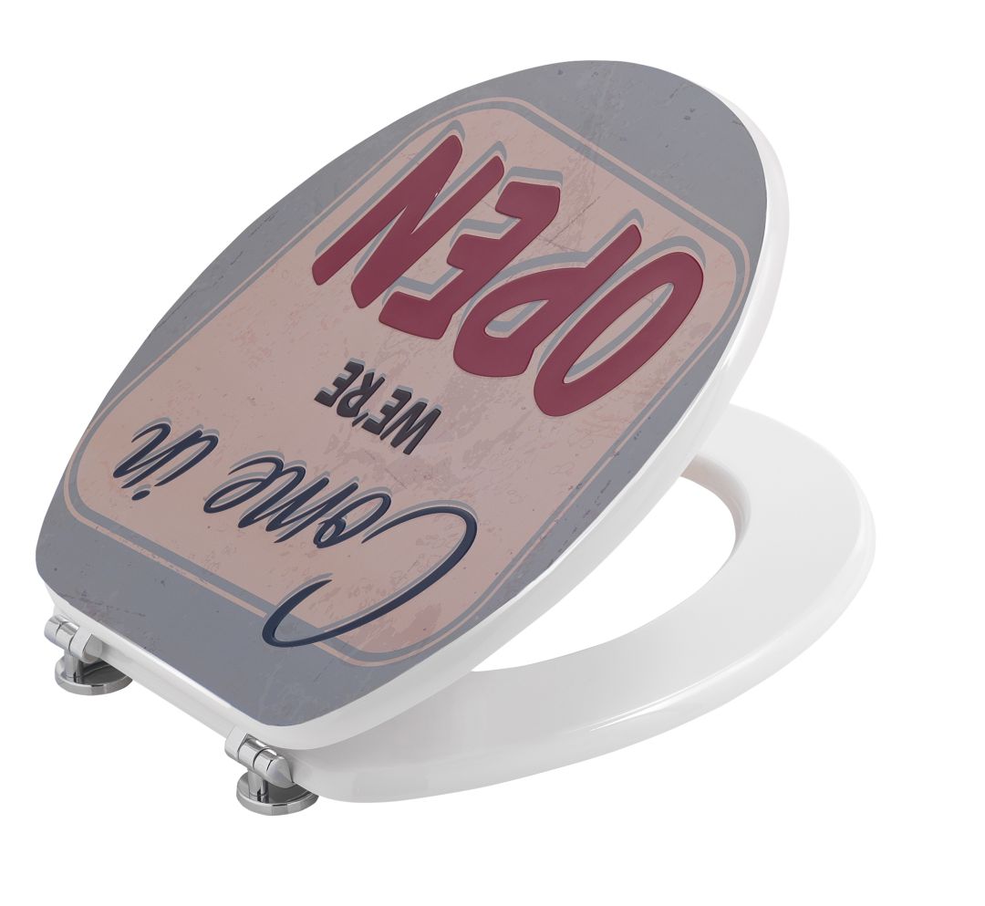 Tavola copri water con disegno metallico e colorato 