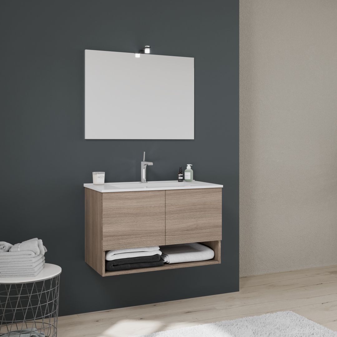 mobile bagno a parete in rovere 