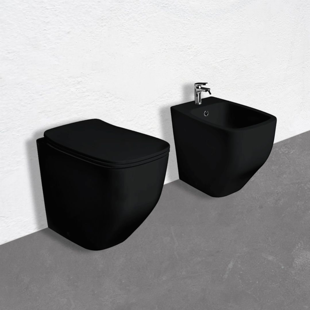 Sanitari a terra design moderno nero opaco