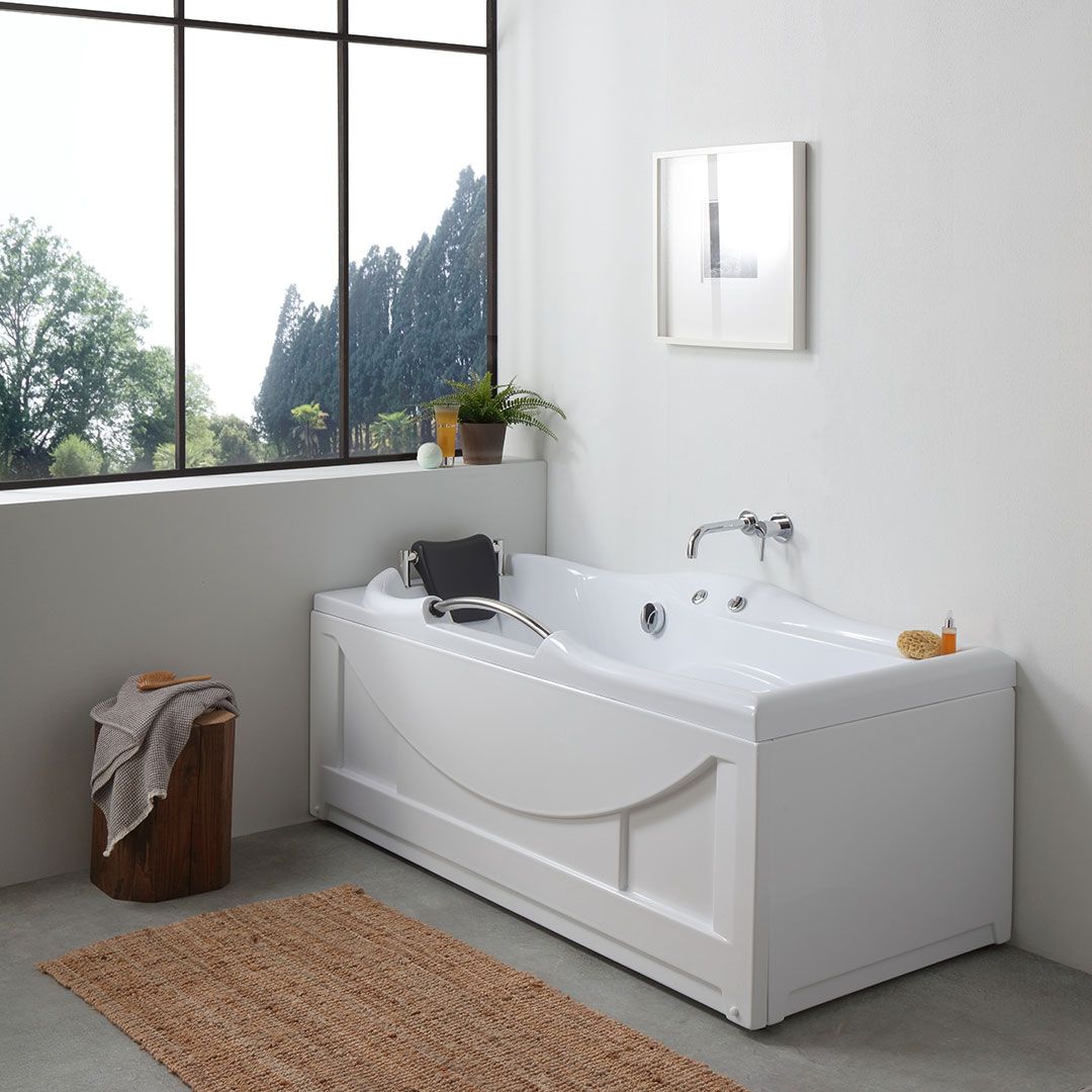 Vasca da bagno in acrilico rettangolare angolare sinistra