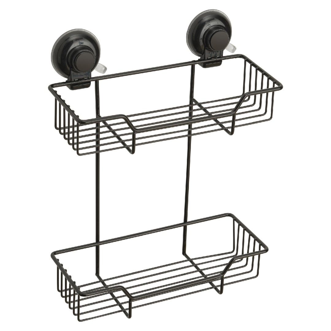 Doppio portaoggetti con griglia in metallo nero opaco