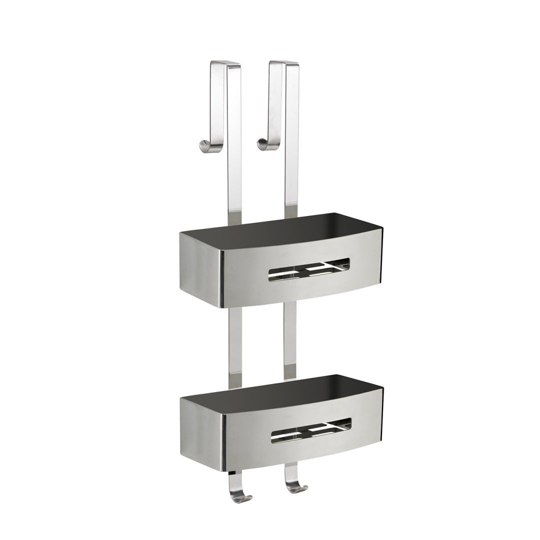 Portaoggetti doccia da appendere cromato con 2 contenitori