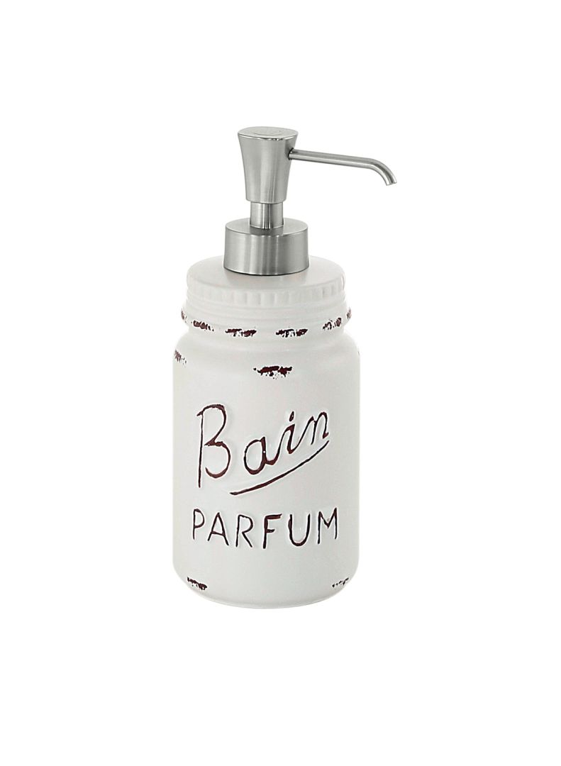 Dosatore per sapone liquido in ceramica bianca decorata