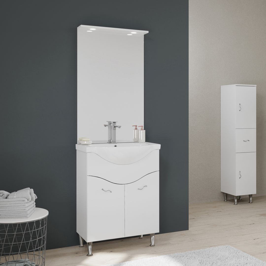 Mobili bagno con piedini 65cm bianco lucido