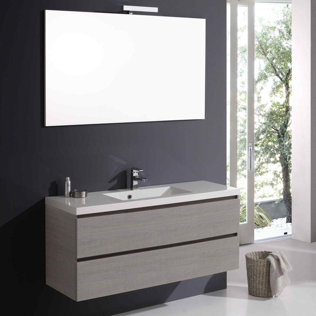 Mobile bagno Manhattan grigio 120 cm con cassetti