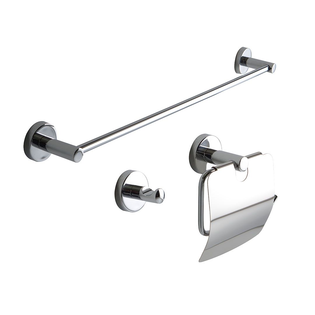 Kit accessori bagno in metallo cromato 3 pezzi 