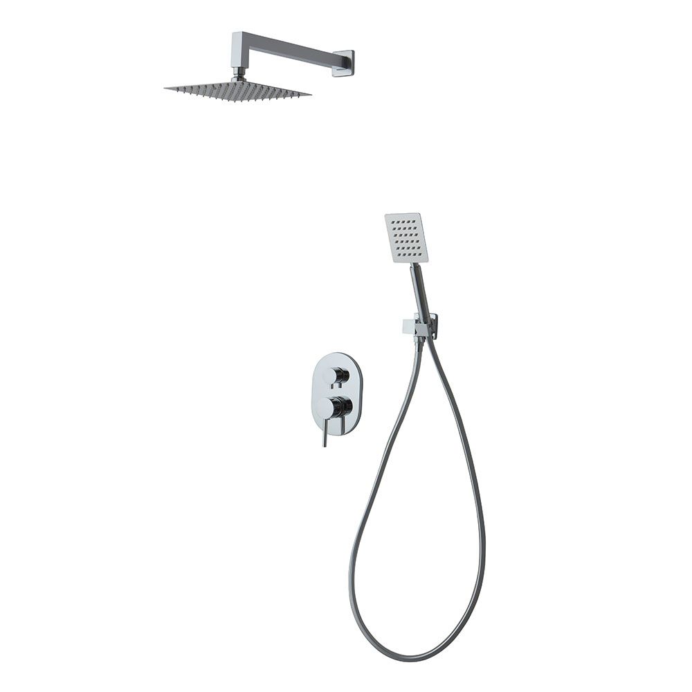 Kit soffione miscelatore, supporto e manopola doccia cromato