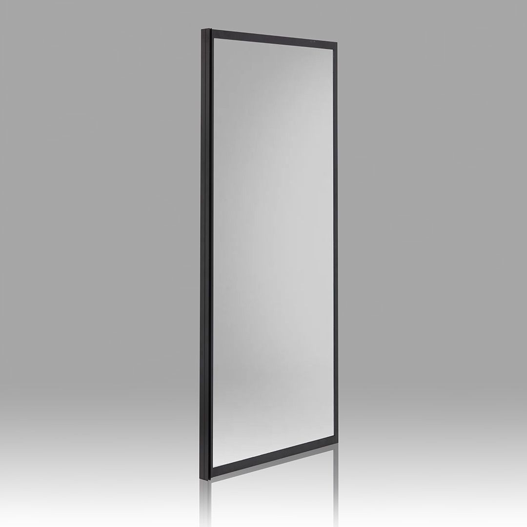 Parete fissa larghezza 80 cm altezza 190 cm telaio nero opaco e vetro trasparente temperato 6 mm