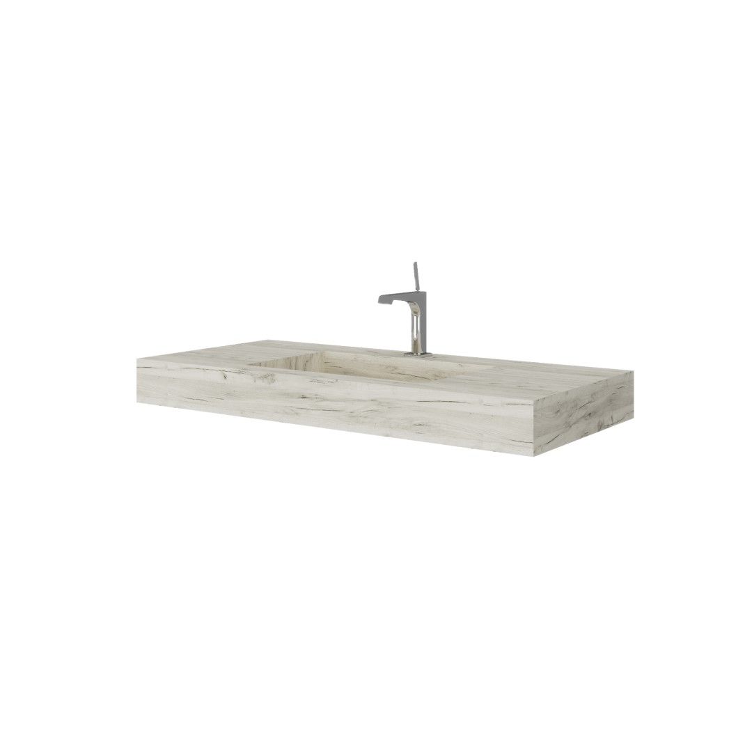 Lavabo in HPL da 100cm in rovere ghiaccio effetto legno