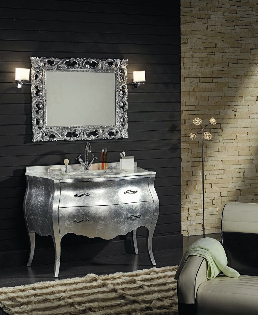 Bagno in stile barocco foglia argento