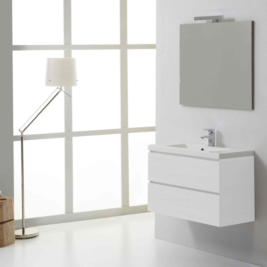 Mobile bagno moderno con cassetti cm 80 bianco foresta