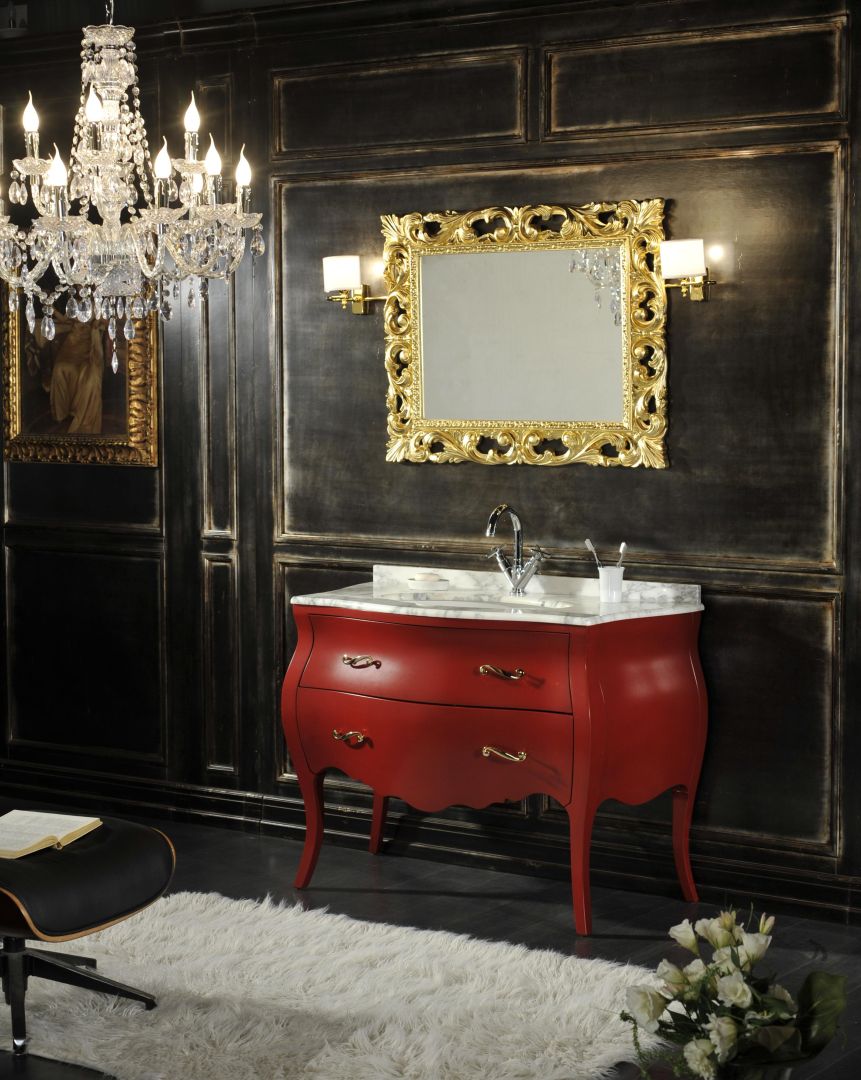 Mobile bagno stile barocco rosso