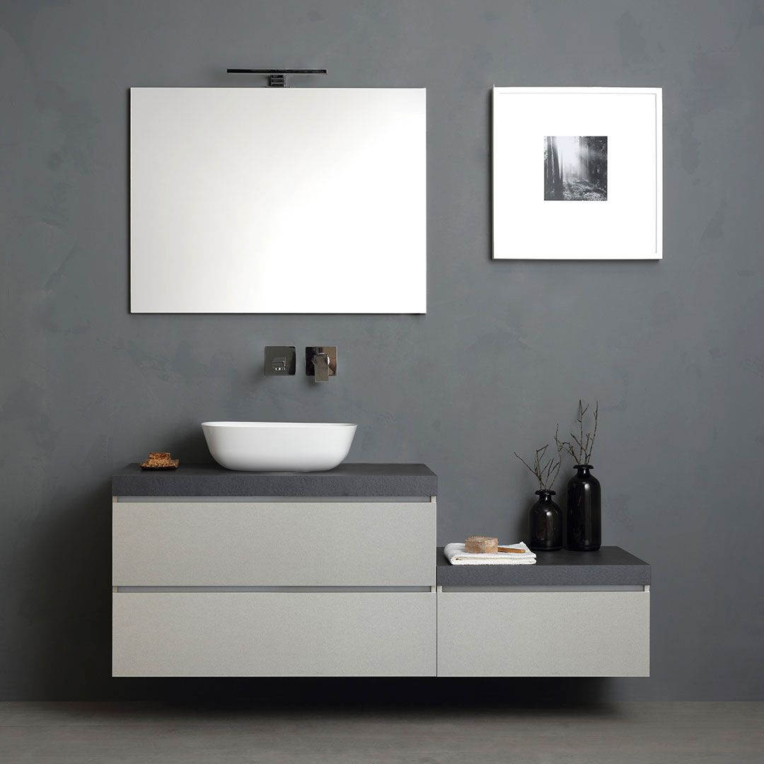 Mobile bagno 150cm con 3 cassetti grigio perla