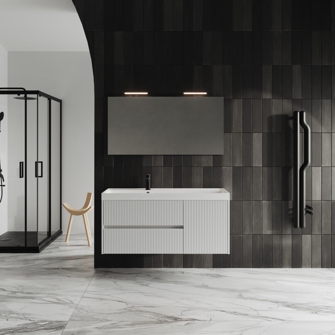 Mobile bagno 120cm bianco opaco cannettato