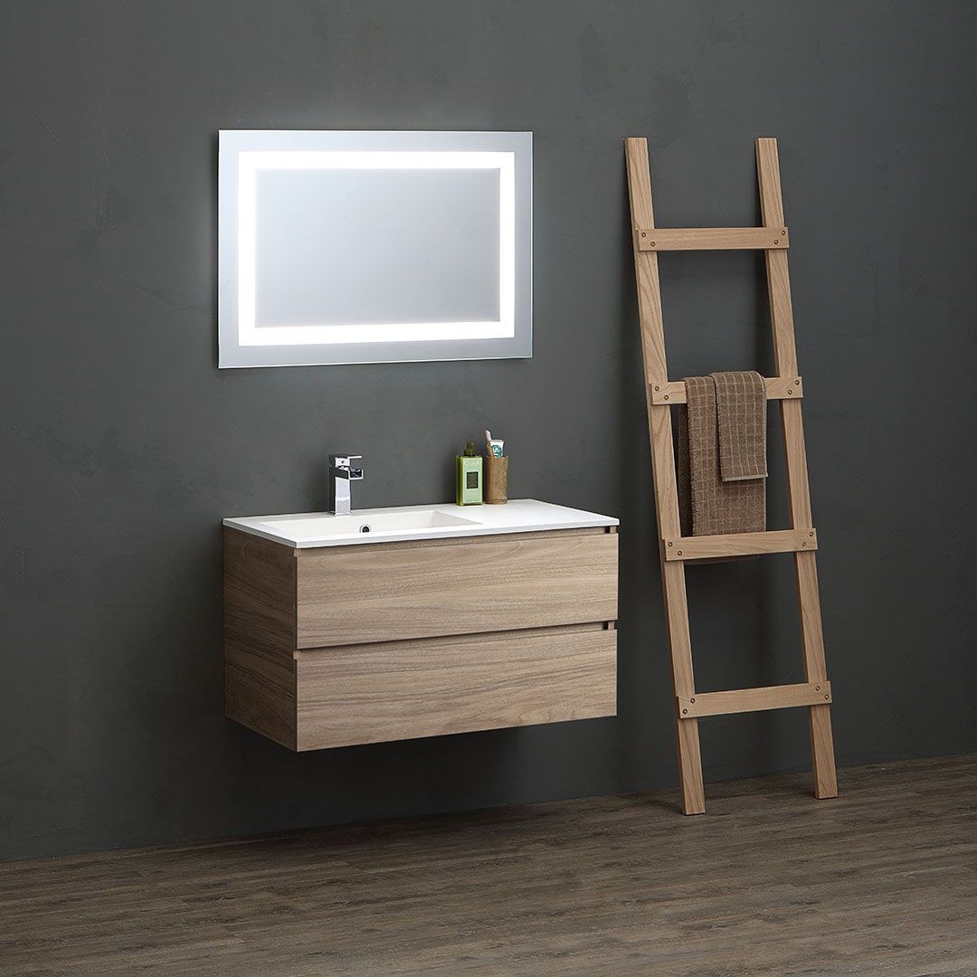 Mobile bagno con lavabo asimmetrico 90cm