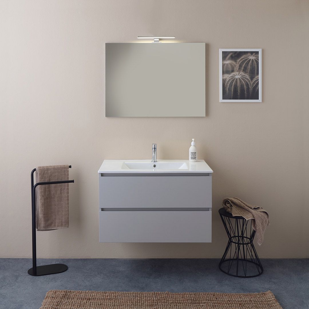 Mobile bagno sospeso 80cm in legno bianco bosco