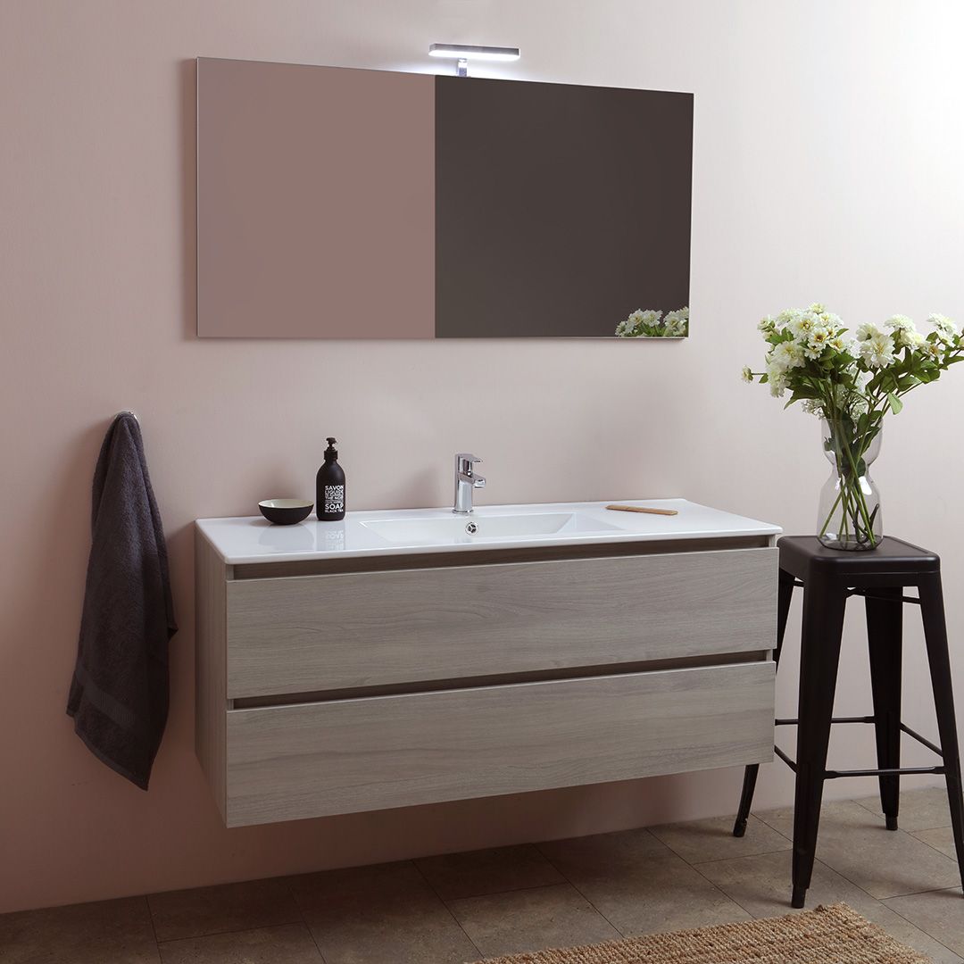 Mobile bagno sospeso con lavabo e specchio