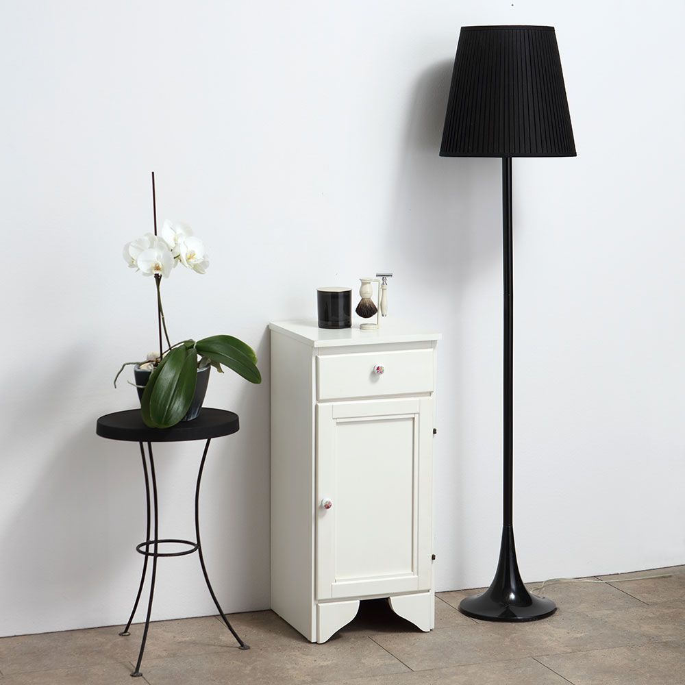 Mobiletto a terra completo di cassetto e anta in bianco decapè