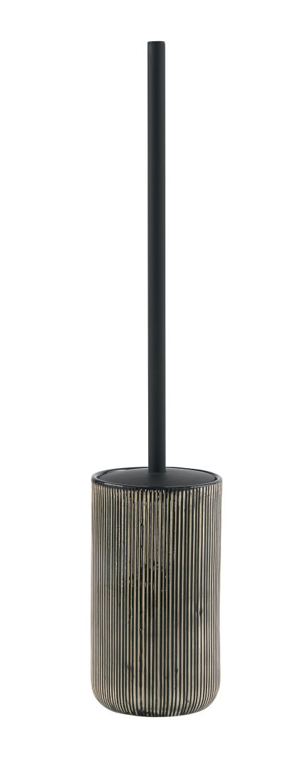 Portascopino in ceramica nera da appoggio con venture ed effetto zebrato