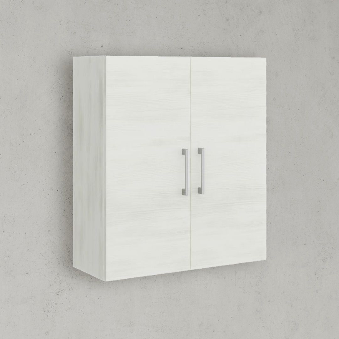 Pensile a doppia anta con maniglie quercia bianco