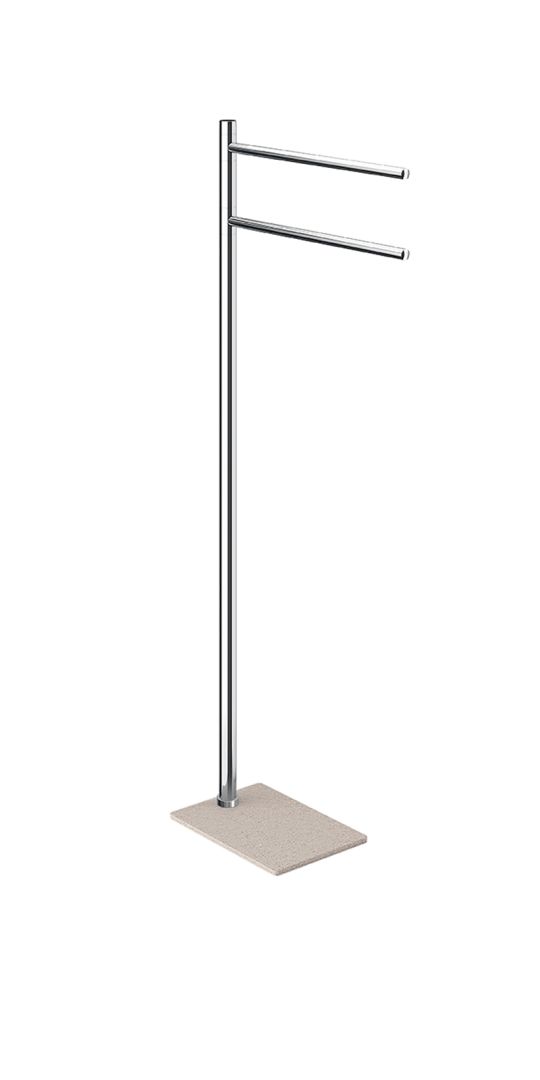 Piantana portasalviette cromata con base resina beige Peter