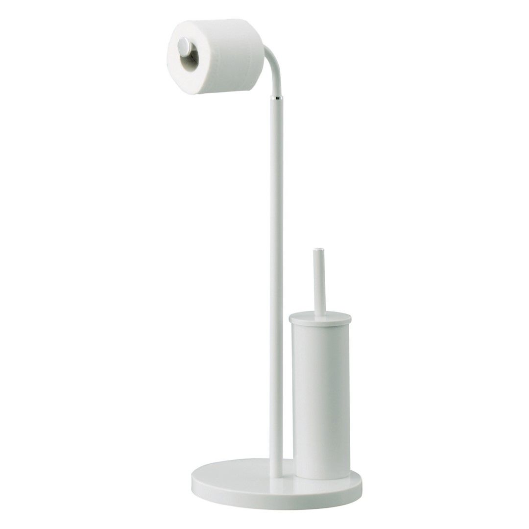 Portarotolo a piantana in acciaio inox bianco