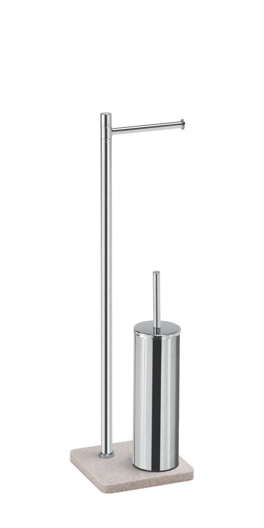 Piantana portarotolo e portascopino con base in resina beige