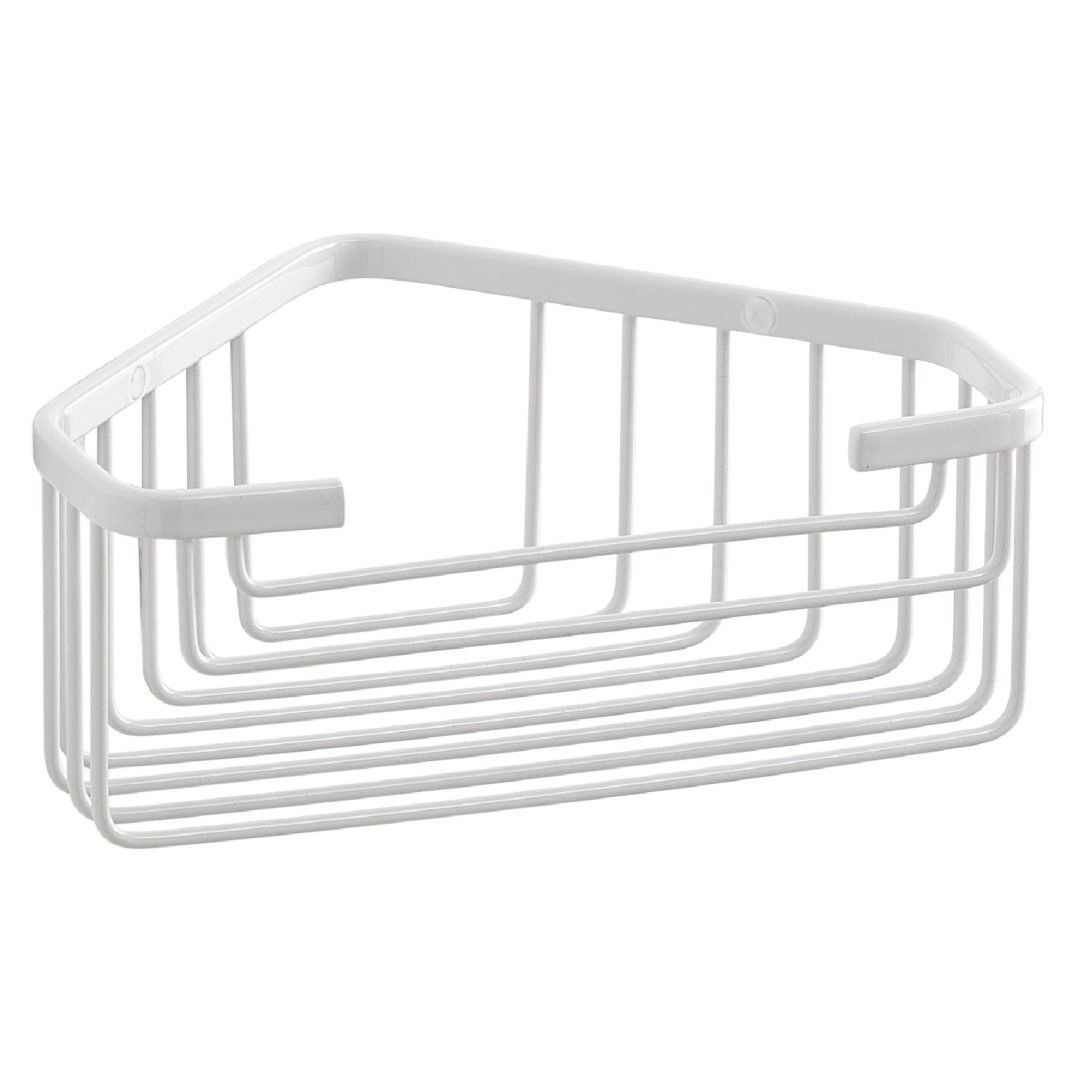 Portaoggetti angolare in acciaio bianco