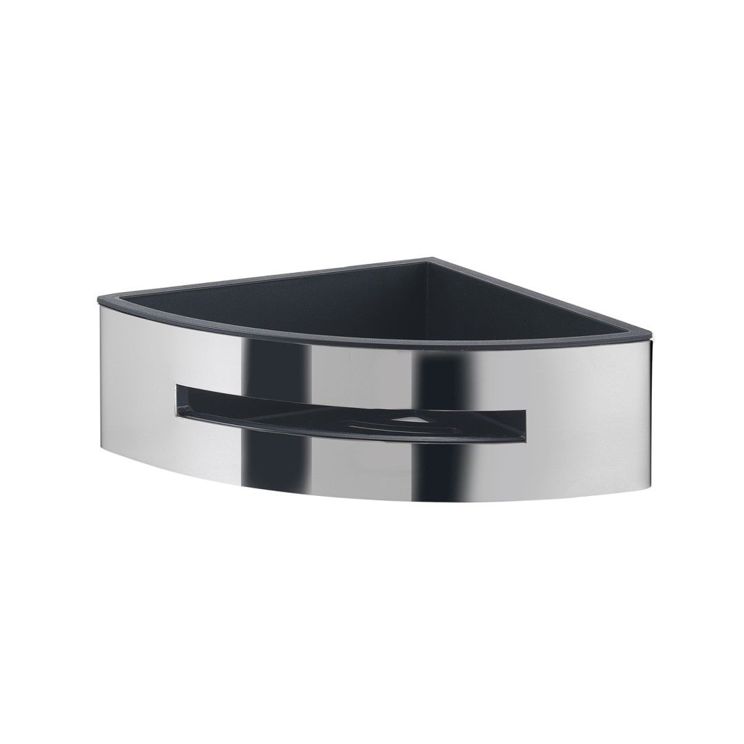 Portaoggetti cromato in acciaio con inserto nero