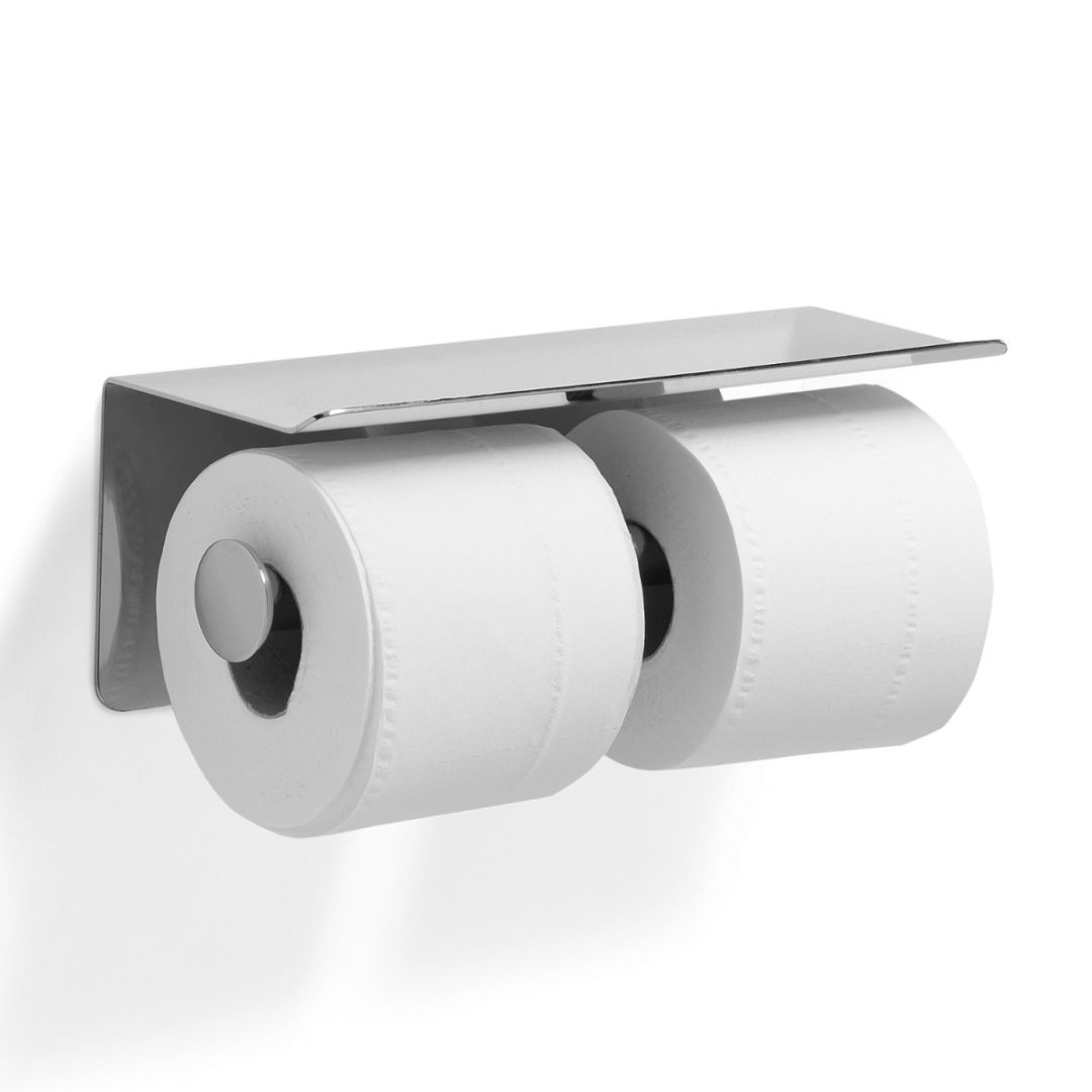 portarotolo doppio coperto con piano d'appoggio lucido acciaio inox