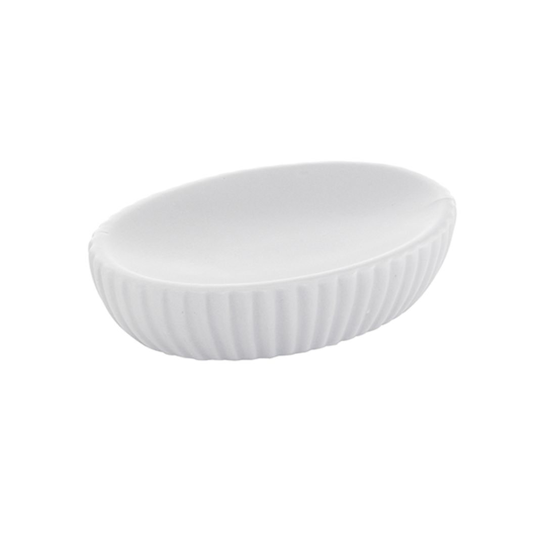 Portasapone in ceramica bianco da appoggio per bagno MALVA