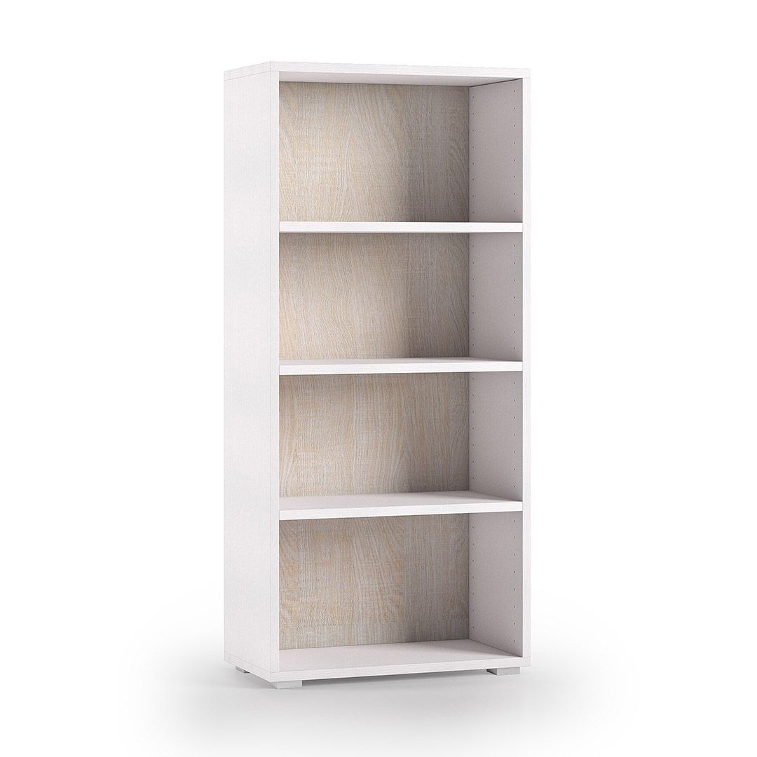 Scaffale bagno in legno bianco e rovere